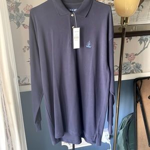 Izod navy blue long sleeve polo M NWT Brand new with tags green logo